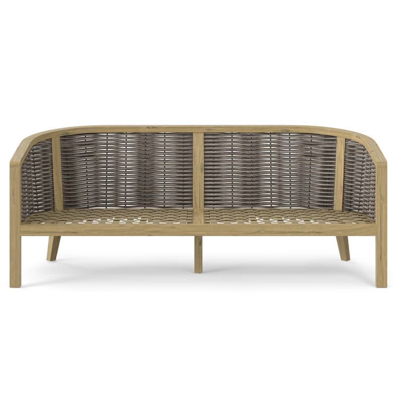 WyndenHall Iris 70 inch Wide Contemporary Outdoor Sofa in Natural Polyester Fabric, Fully Assembled