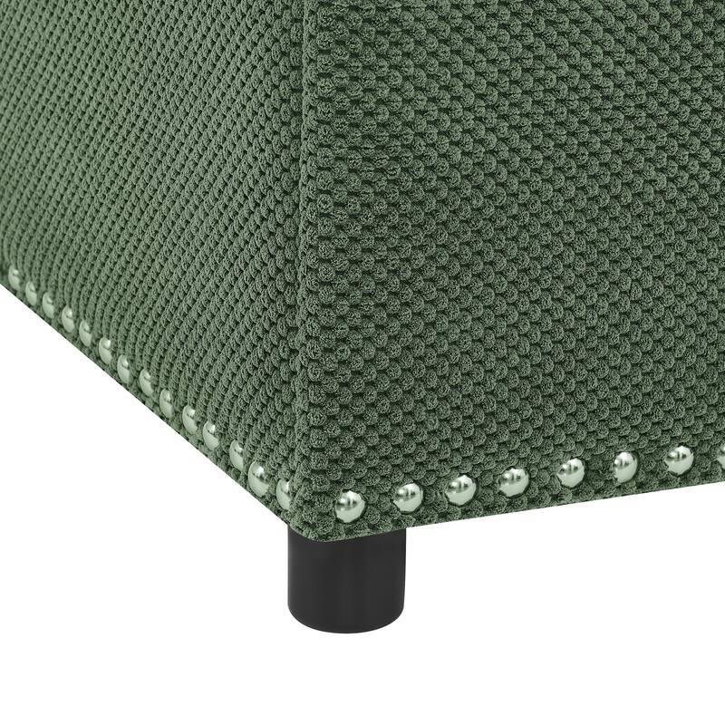 Storage Ottoman,Tufted Footstool, Nailhead Trim Ottoman, Square Storage Ottoman, Upholstered Coffee Table, Bedroom Storage