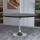 preview thumbnail 27 of 29, Verve 48" Modern Round Solid Wood Top Dining Table with Brushed Chrome Steel Pedestal Base for Kitchen & Dining Room