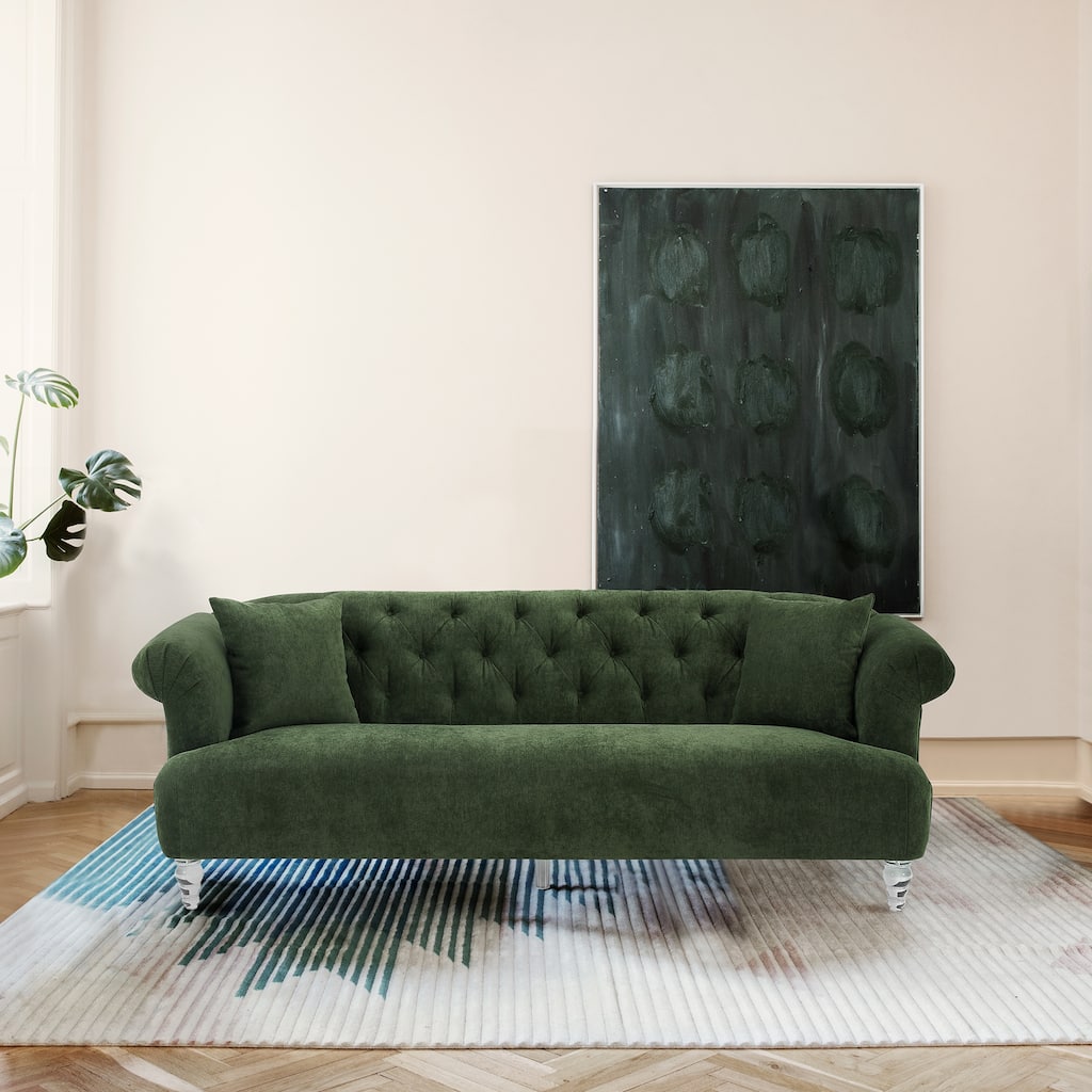 Armen Living Elegance Sofa in Velvet with Acrylic Legs