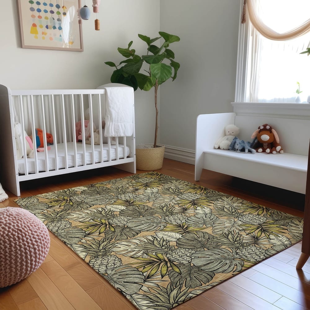 Premium Washable Super Soft Tropical Palm Leave Mayfield Rug