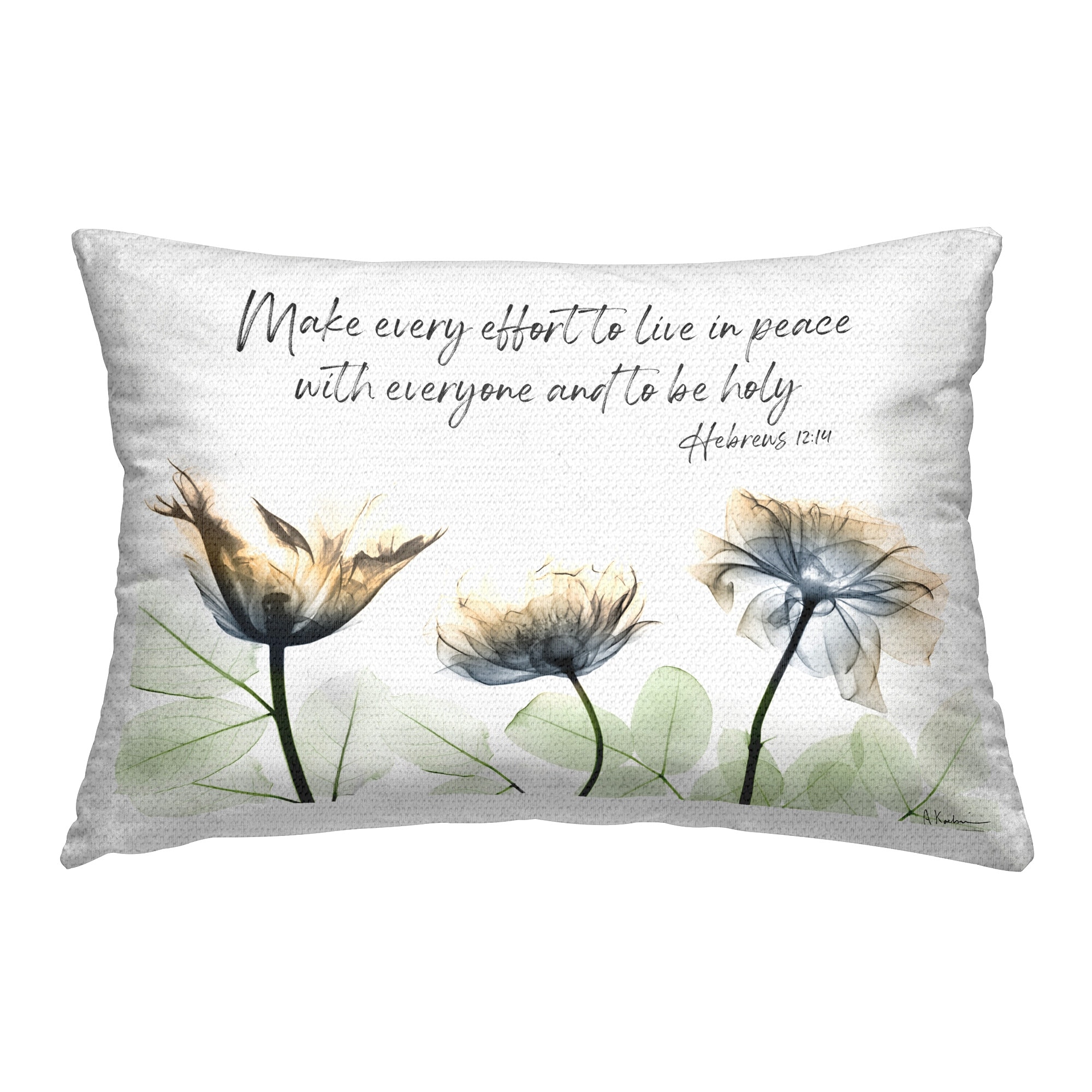 Stupell Live In Peace Floral Printed Outdoor Throw Pillow Design by Albert Koetsier