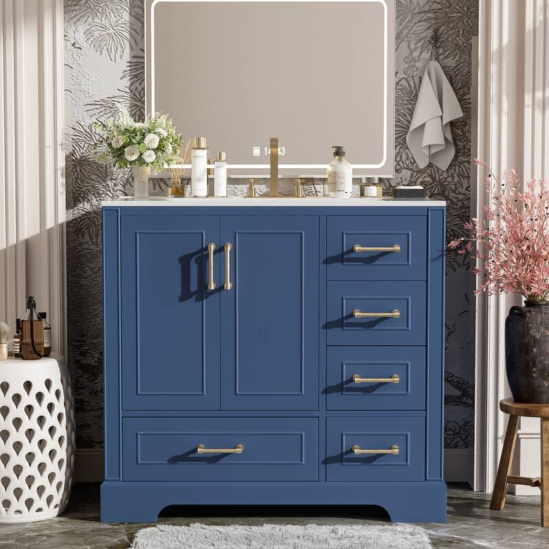 Exquisite Traditional Bathroom Vanity with Premium Ceramics Sink and Ample Storage