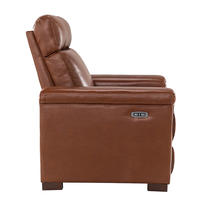 Alicia 34.65" Wide Contemporary Classic Genuine Leather Power Recliner With USB Port, Set of 2