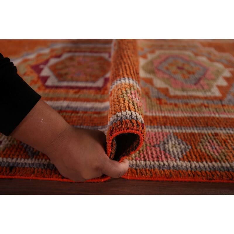 Oushak Turkish Vintage Runner Rug Hand-Knotted Foyer Wool Carpet - 2'11"x 12'10"