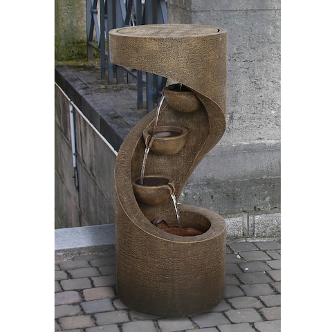 32" Spiral Cups Cascading Fountain With Warm White LEDs