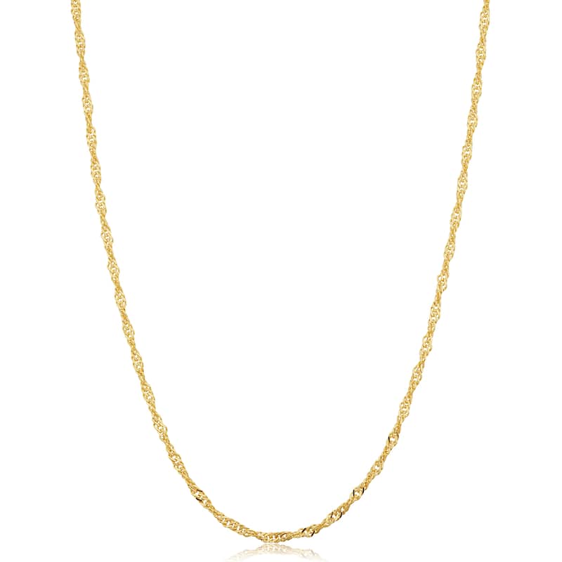 Solid 14k Yellow Gold Filled 2 mm Singapore Chain Pendant Necklace For Women (16 - 30 inches)