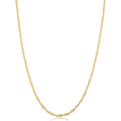 Solid 14k Yellow Gold Filled 2 mm Singapore Chain Pendant Necklace For Women (16 - 30 inches)
