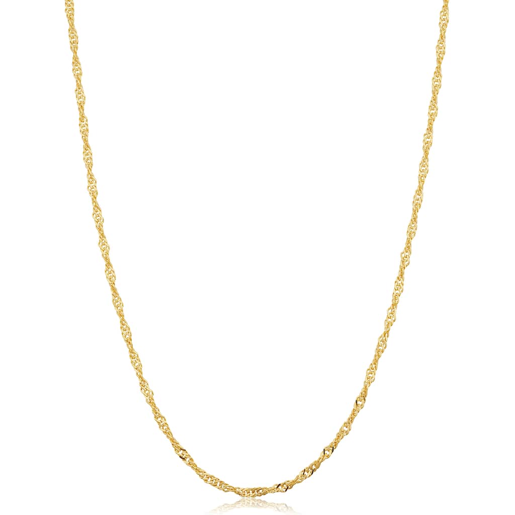 Solid 14k Yellow Gold Filled 2 mm Singapore Chain Pendant Necklace For Women (16 - 30 inches)