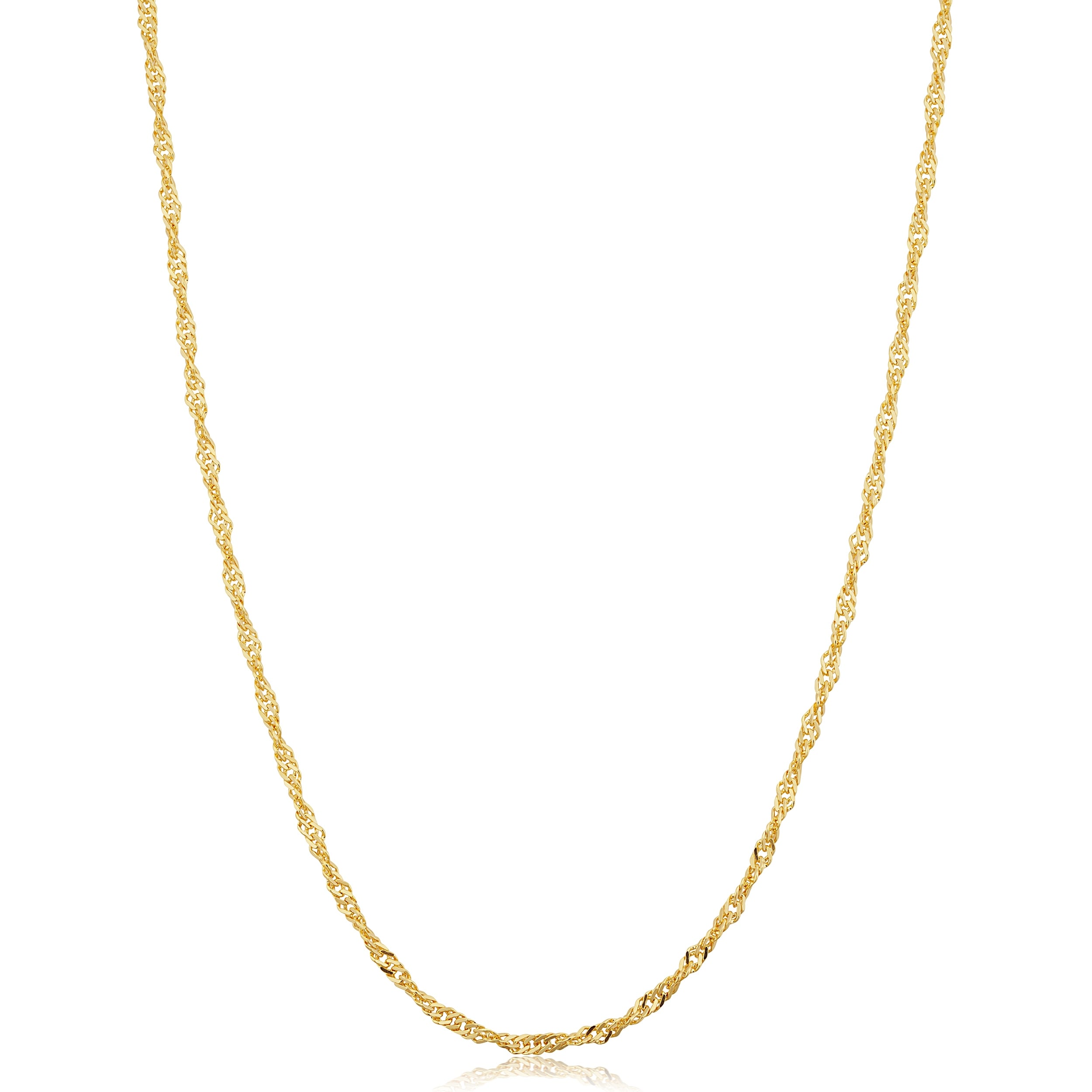 Au Naturale Solid 14k Yellow Gold Filled 2 mm Singapore Chain Pendant Necklace For Women (16 - 30 inches)