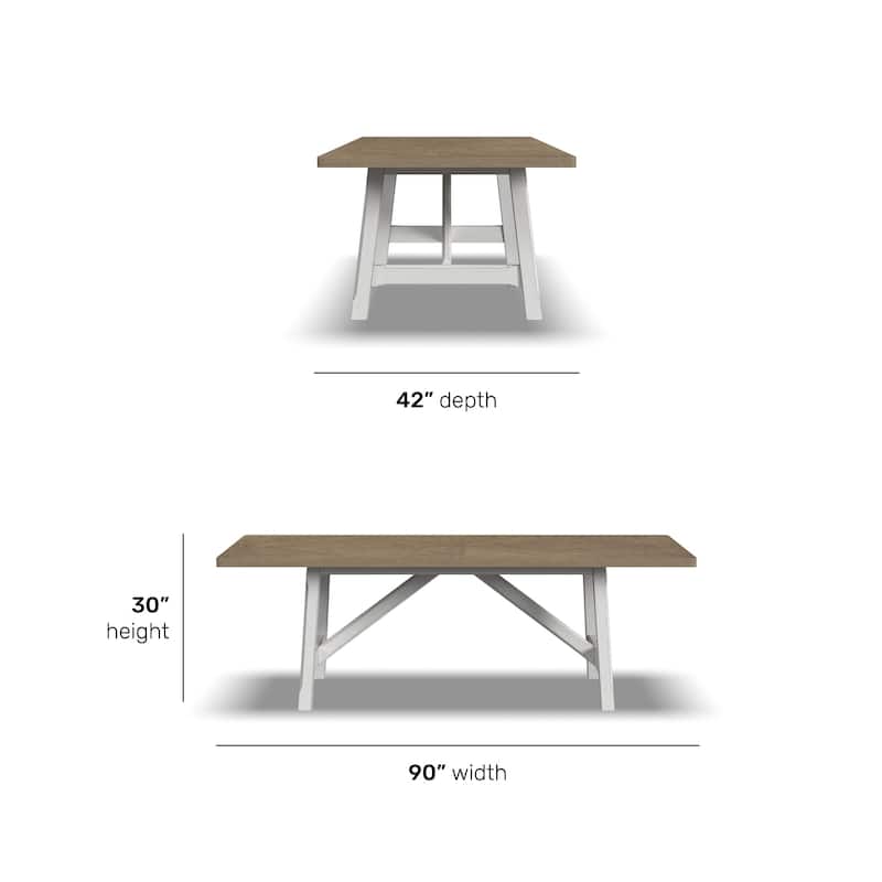 Melody White Wood Rectangular Dining Table - 90" x 30" x 42"