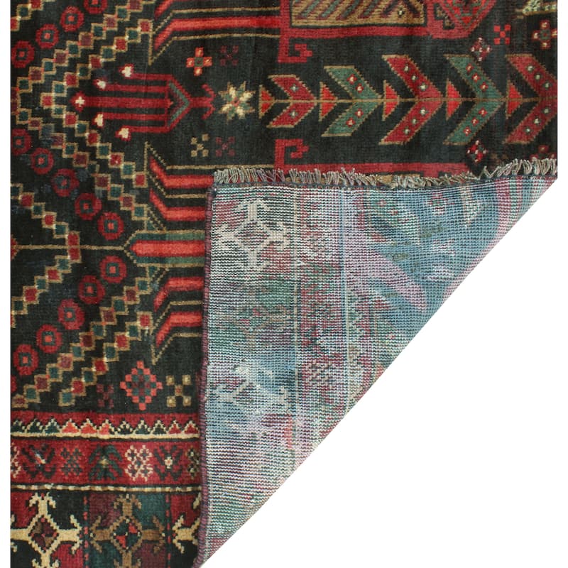 Vintage Distressed Shuhrat Charcoal/Red Runner - 3'3" x 8'4"