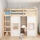 preview thumbnail 1 of 3, Twin Size Solid Pine Loft Bed with Built-in Storage Wardrobe, 2-Windows, Safety Guaranteed, No Box Spring Needed, Grey Natural/White 