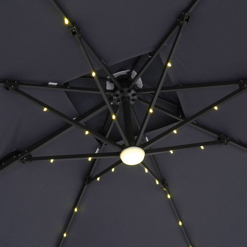 Furniture of America Yetta 8-foot LED Lights Steel Cantilever Offset Tilt Square Roma Umbrella