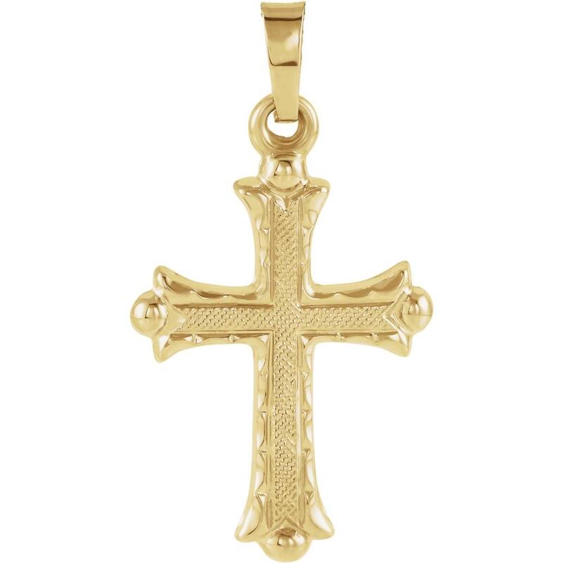 Curata 14k Yellow Gold Medium Scroll Cross Necklace, 16" 20x14.5mm