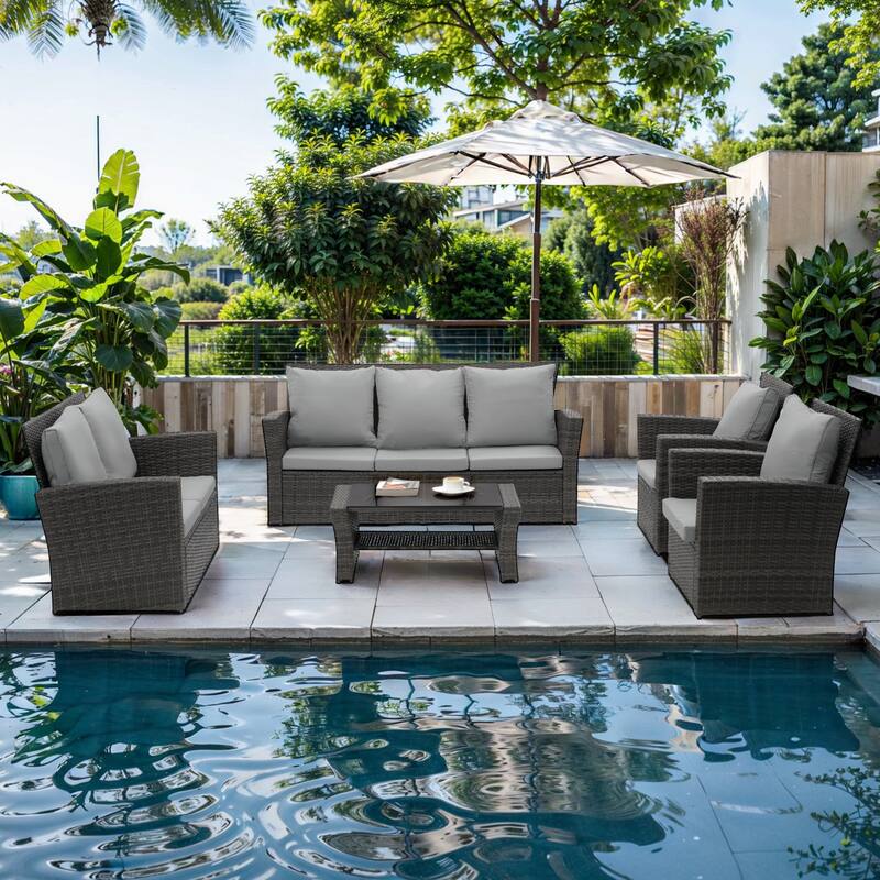 5-Piece Outdoor Patio Furniture Set - Grey