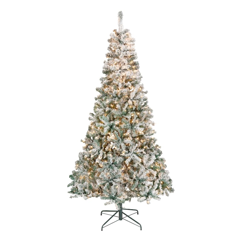 National Tree Company 7.5 ft. Acacia Flocked Tree with Clear Lights - 7.5 Foot