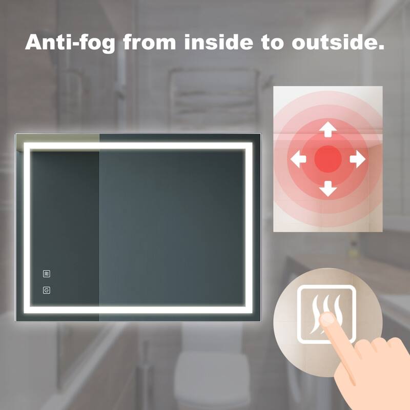 Bathroom LED Cosmetic Mirror with 3 Adjustable Color Temperatures