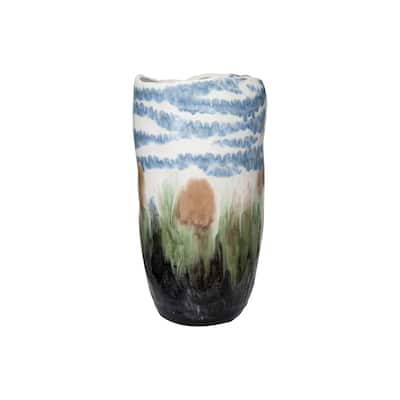 Decorative Stoneware Vase with Reactive Glaze