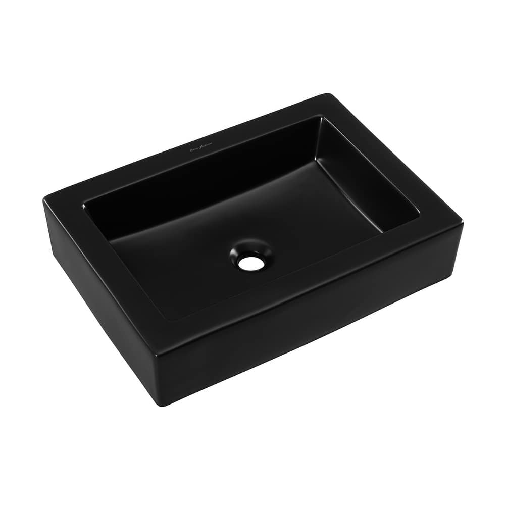 Lausanne Ceramic Rectangle Vessel Sink, Matte Black - 15.75" x 22.05" 4.75"