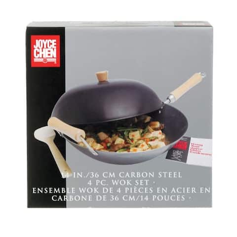 Joyce Chen Steel Wok Set 14 in. Silver