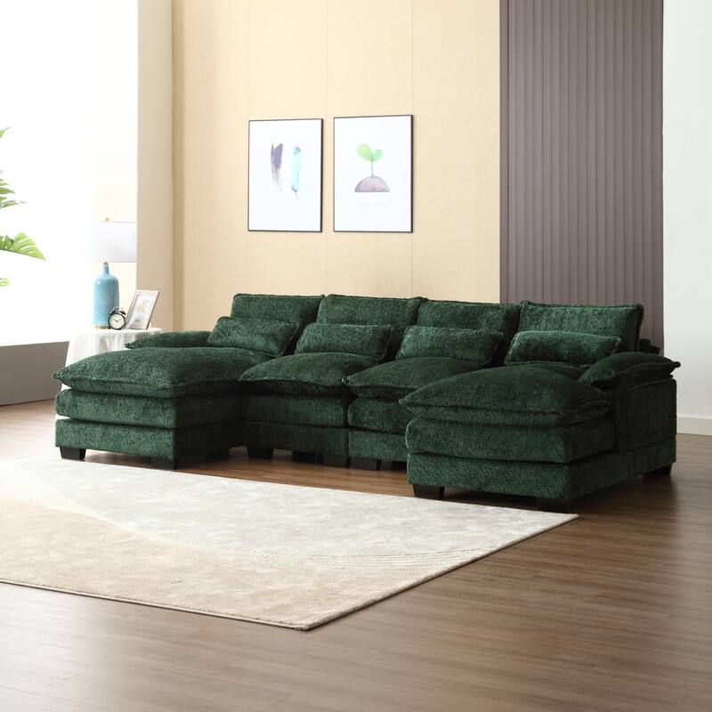 Modern Large chenille Fabric U-Shape Sectional Sofa