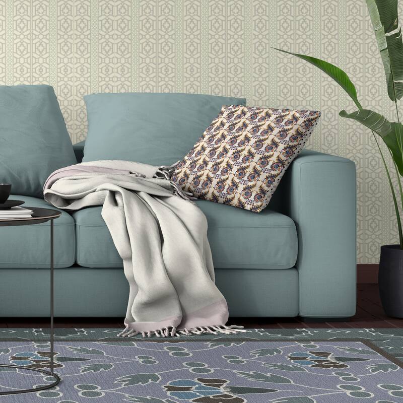 Botanical Bouquet Indoor/Outdoor Reversible Throw Pillow Orange and Gray