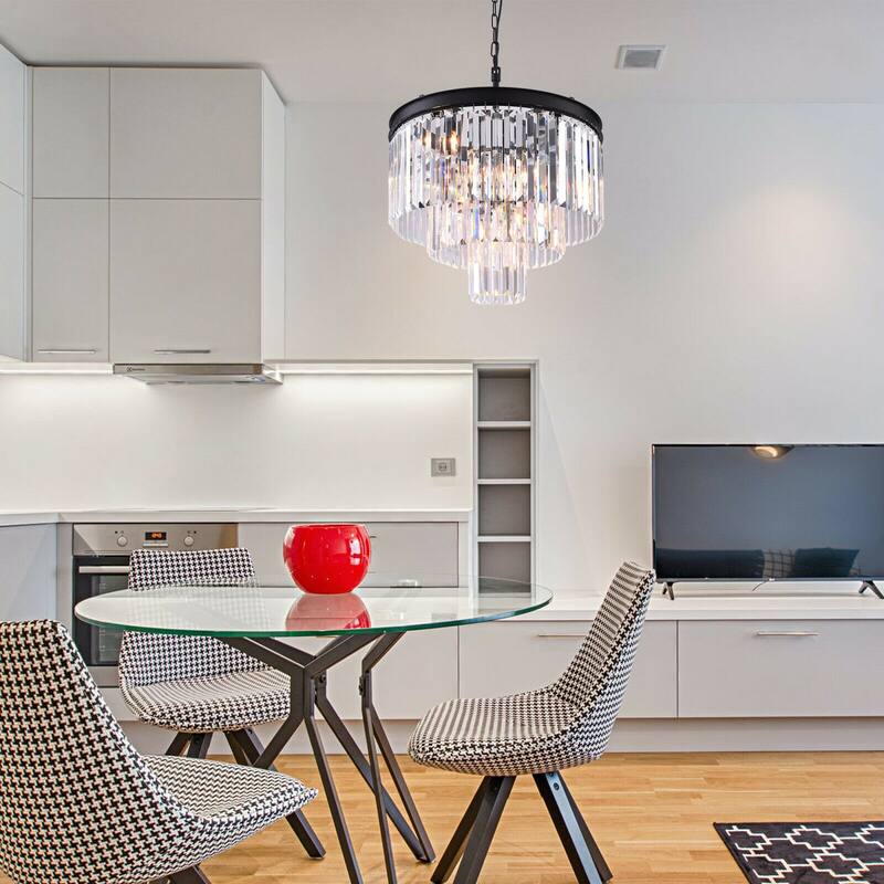 Modern Unique 9-Light K9 Crystal Tiered Chandelier Ceiling Lights