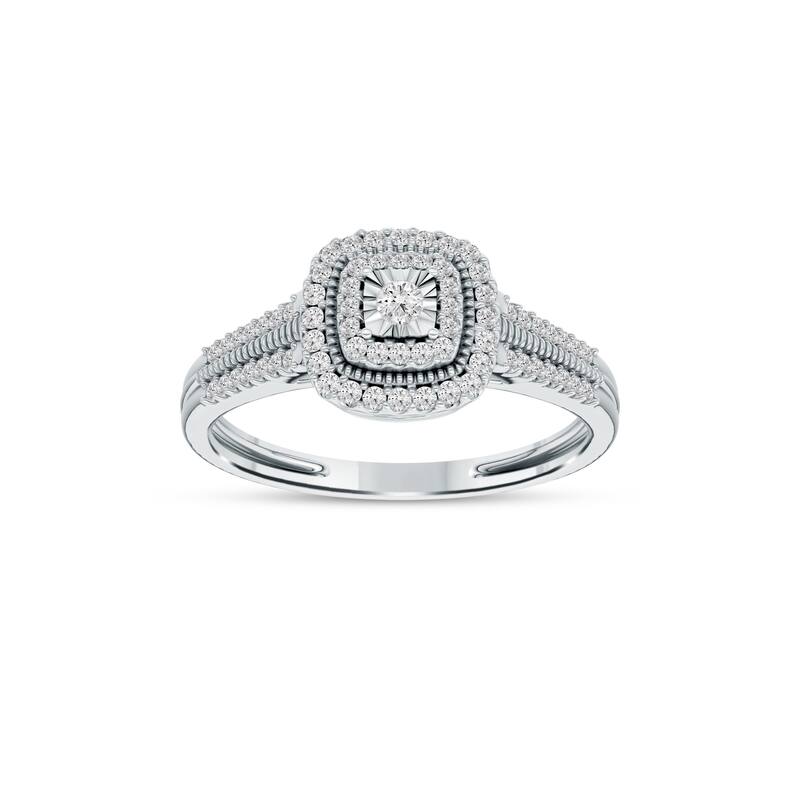 1/5ct TDW Diamond Cluster Ring in Silver for Women - White