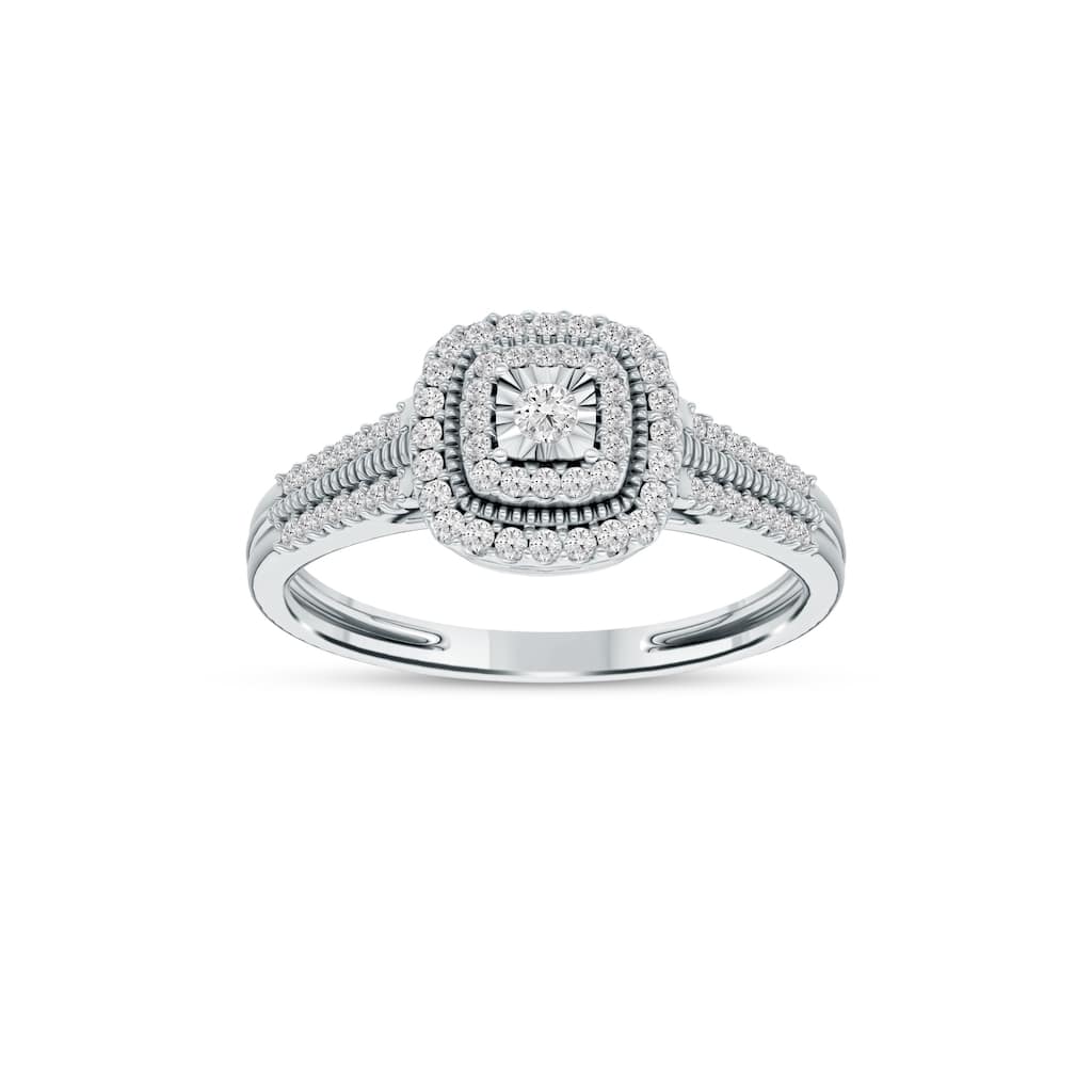 1/5ct TDW Diamond Cluster Ring in Silver for Women - White