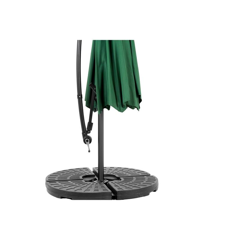Hanging Patio Umbrella Polyester Parasol with Tilt Adjustment 8 Ribs, for Backyard Poolside - (Dark Green)