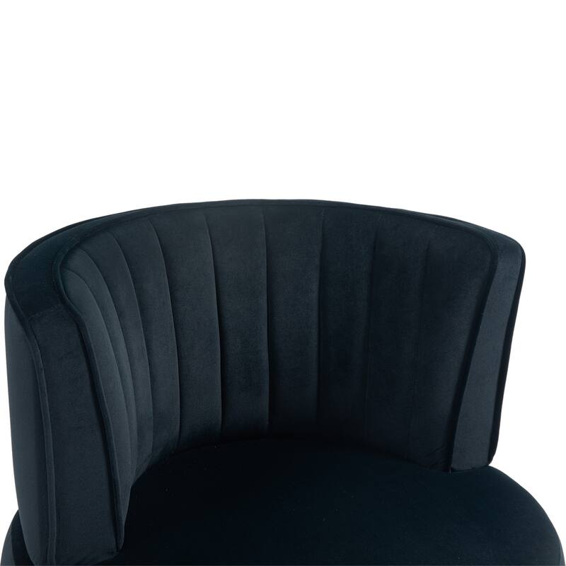 360° Swivel Velvet Barrel Sofa Chair with Wide Upholstered and Angled Armrests