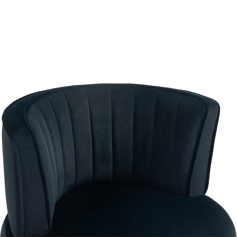 Black Modern 25.2" Upholstered 360° Swivel Barrel Chair with Wide Upholstered and Sturdy Hardwood Frame