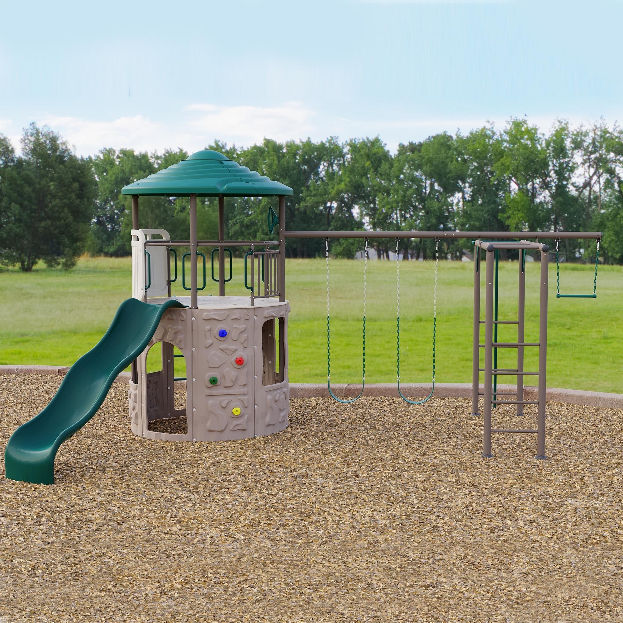 Plastic playground set discount