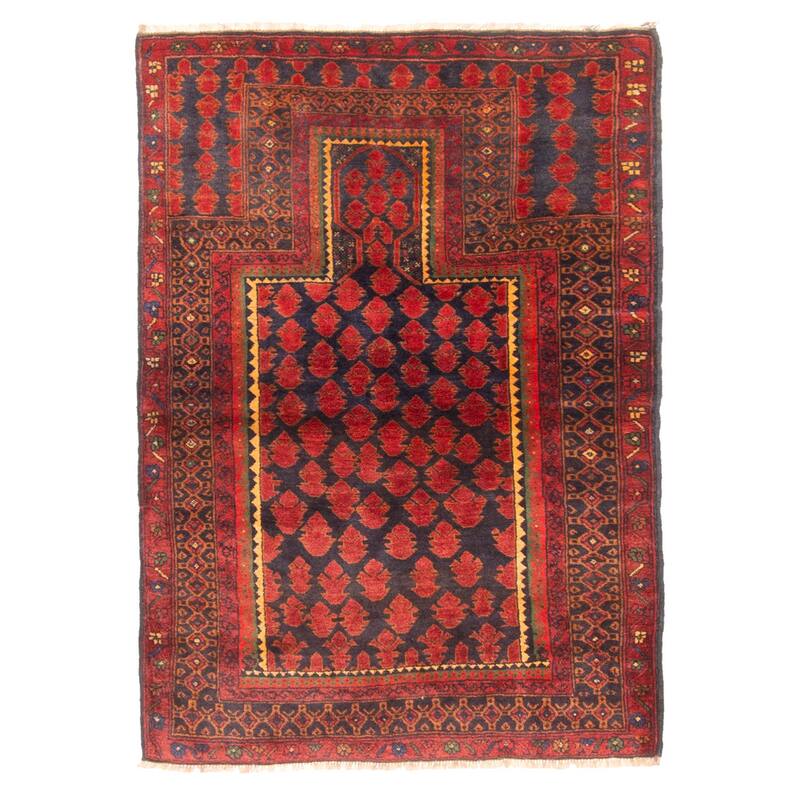 ECARPETGALLERY Hand-knotted Teimani Dark Navy Wool Rug - 2'10 x 4'0