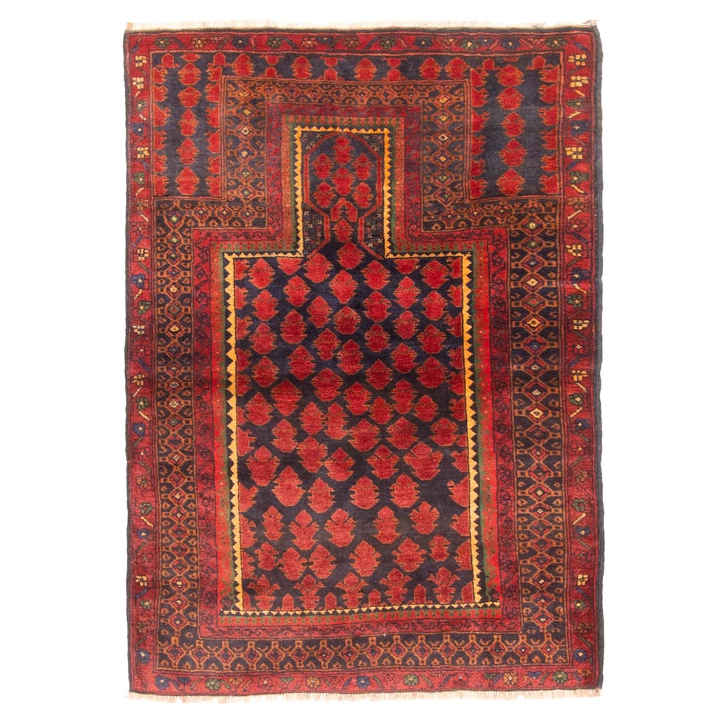 ECARPETGALLERY Hand-knotted Teimani Dark Navy Wool Rug - 2'10 x 4'0