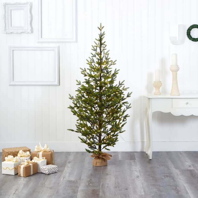6ft Artificial Christmas Tree - Prelit Fir Tree with 1243 Tips & Burlap Base - Holiday Decor - Green - 72