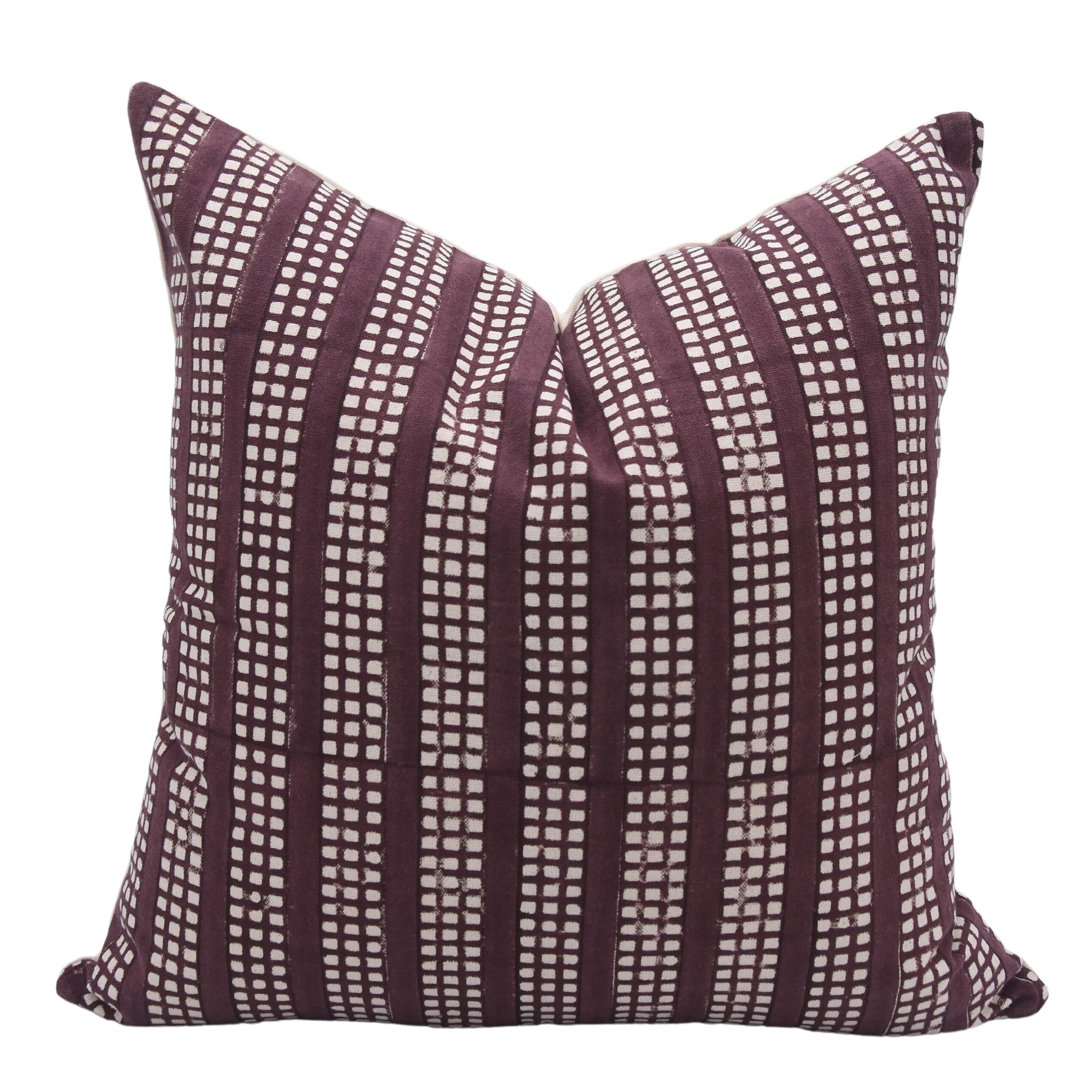 Fabdivine Cotton Hand Block Pillow or Cushion Cover for Home Decor, Chocochip