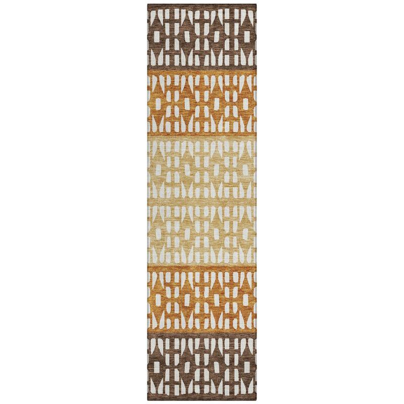 Machine Washable Indoor/ Outdoor Stripe Geo Chantille Rug