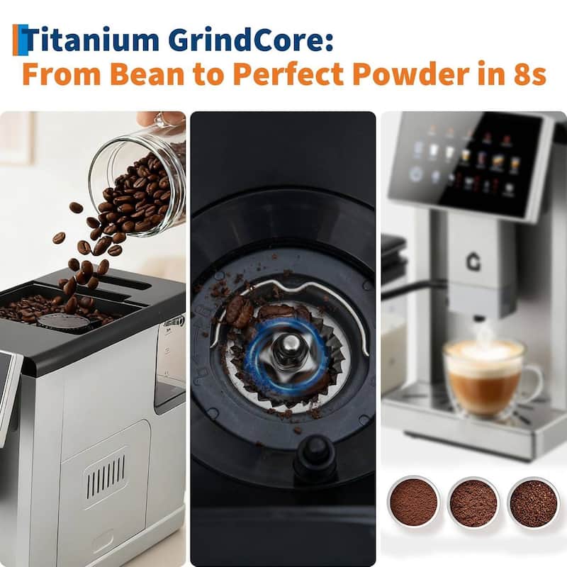 Automatic Espresso Coffee Maker with 3-Level Coffee/Milk Volume, Silver