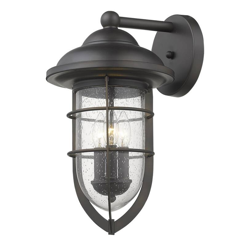 3-Light Hardwired Flush Mount Exterior Wall Sconce with Wet Rated and Bronze Glass Shade E12 Base - 17.5”H x 10”W x 11.5”D