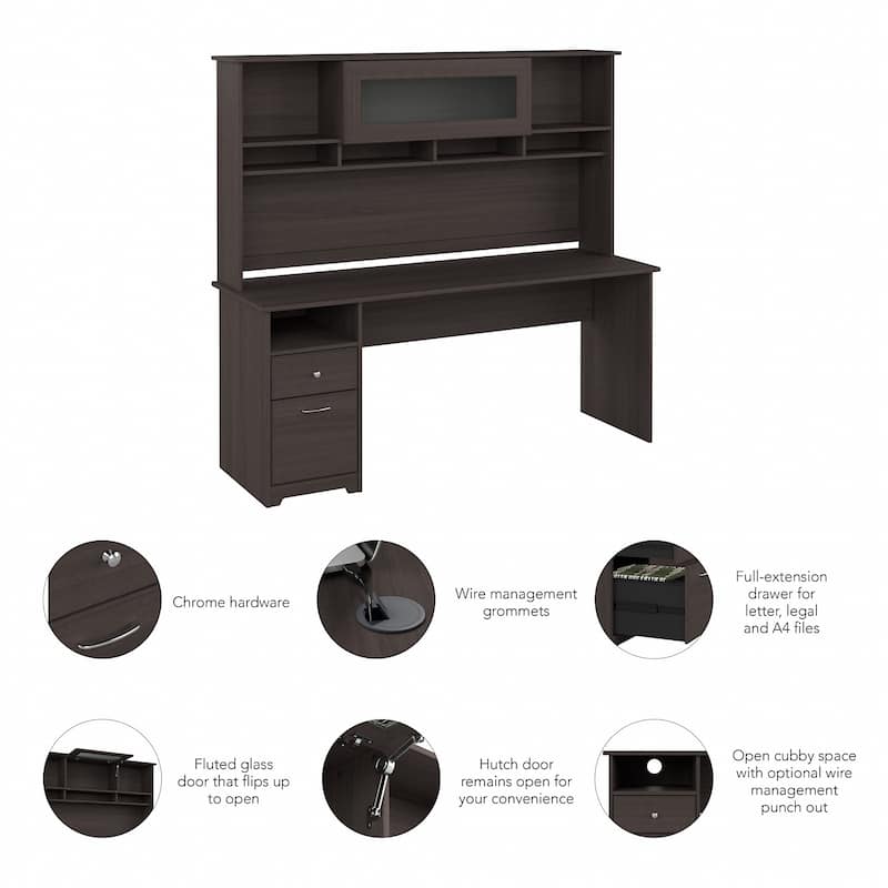 72W Computer Desk with Hutch and Drawers by Bush Furniture