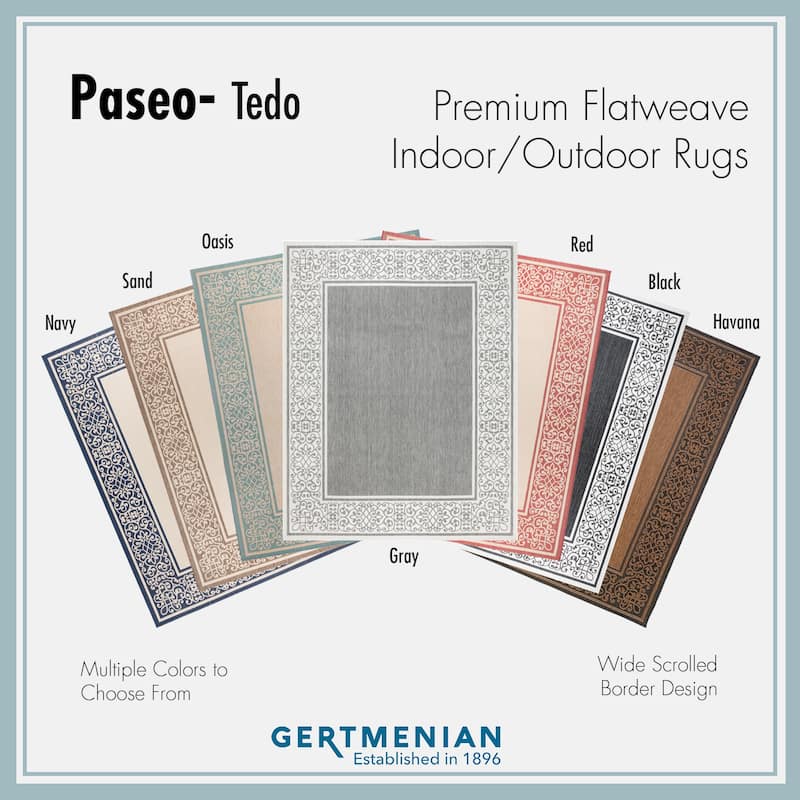 Gertmenian Paseo Tedo Black Transitional Scroll Boarder Indoor/ Outdoor Area Rug