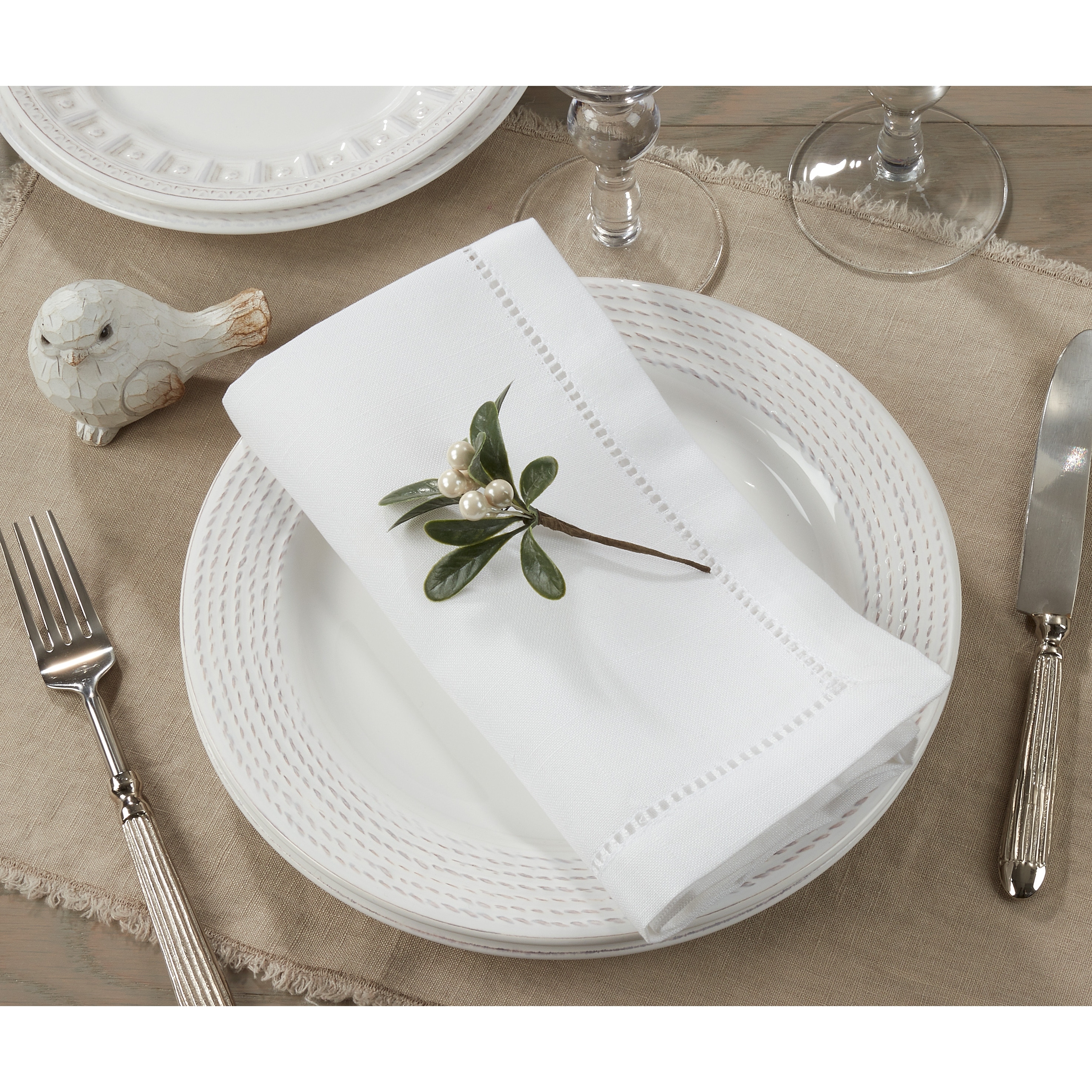 KAF Home Chateau Easy-Care Cloth Dinner Napkins, Set of 12 - Gray