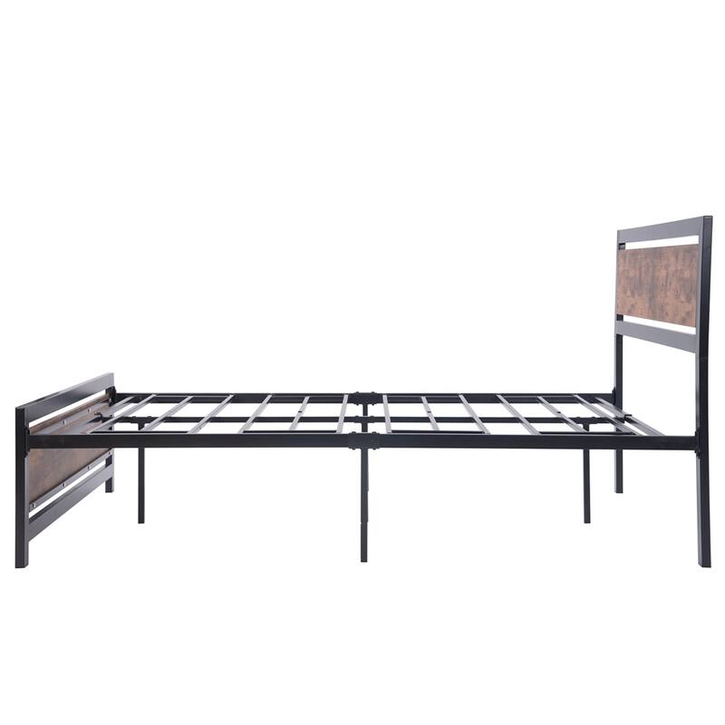 Metal and Wood Bed Frame Platform Bed