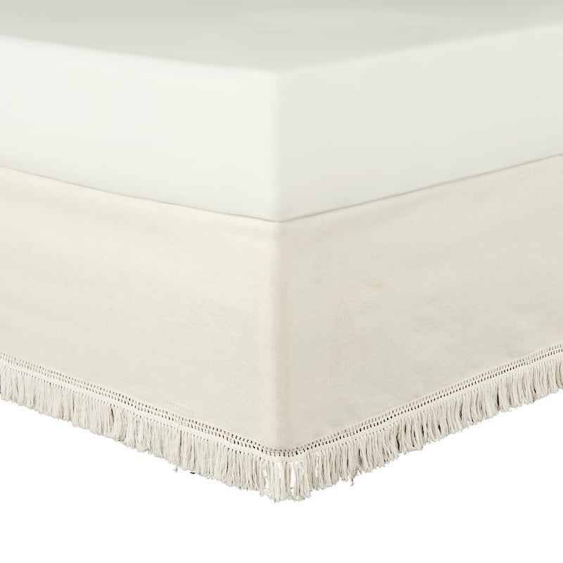 Lush Decor Boho Fringe 15-Inch Tailored Drop Easy Fit Bedskirt