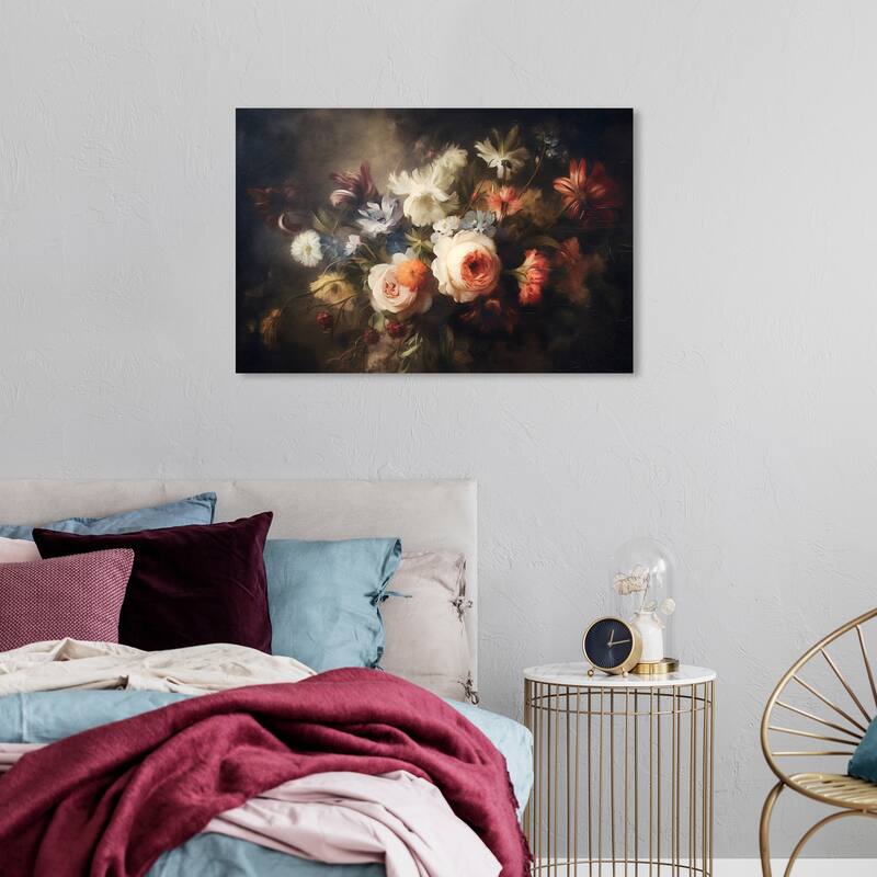 Wynwood Studio Canvas Floral and Botanical The Classic of Flowers White and Dark Brown Traditional Wall Art Canvas Print - 36 x 24
