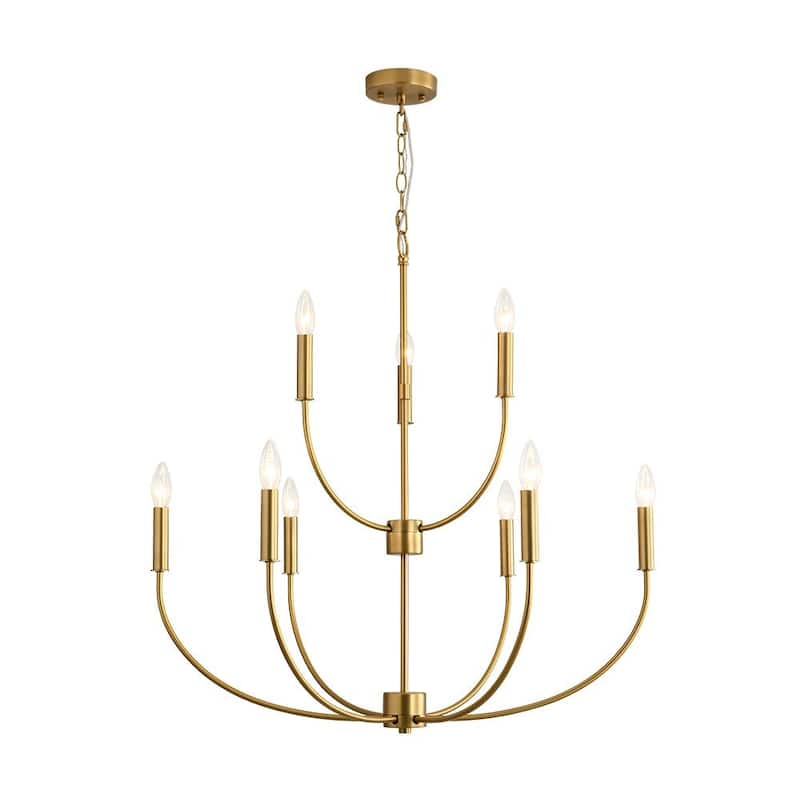 Modern Farmhouse 9-Light Candle Style Tiered Entryway Chandelier - 32.3 in