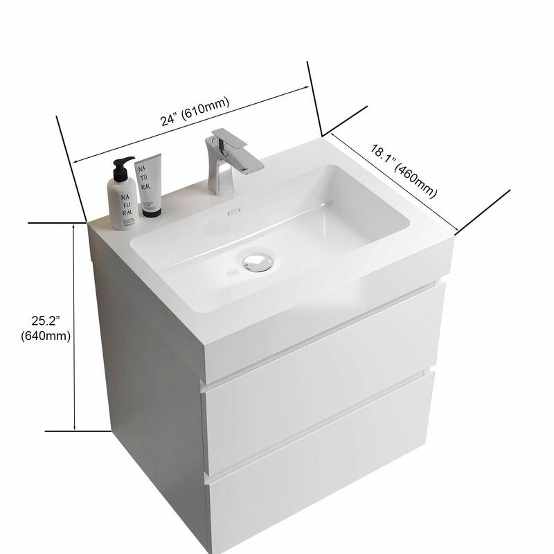 36"/30"/24" Floating Bathroom Vanity with Sink, Wall-Mounted Storage Cabinet