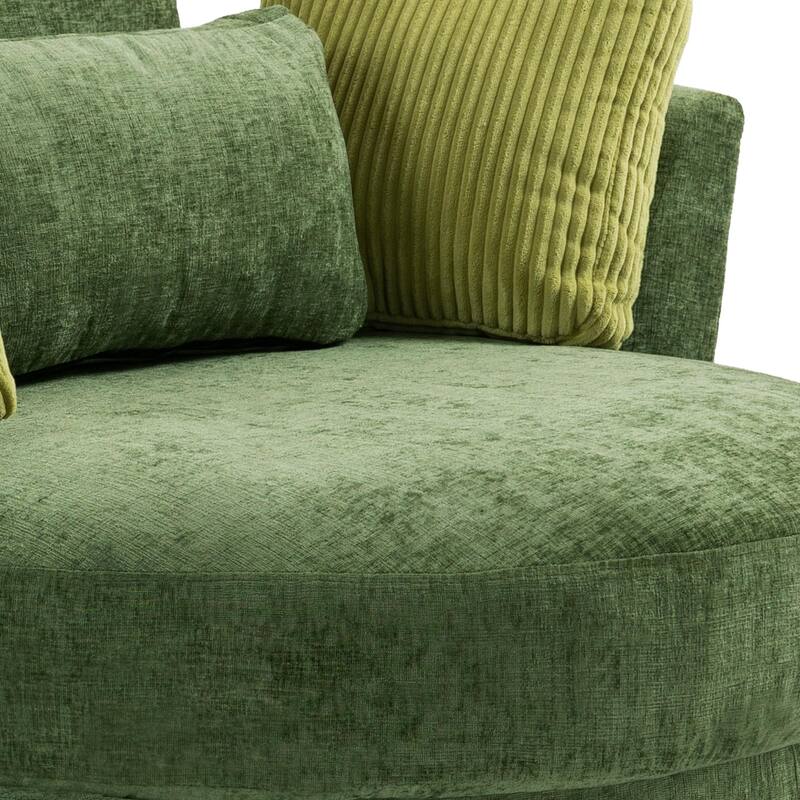 41" W Oversized Accent Barrel Swivel Chair with Moon Storage Ottoman
